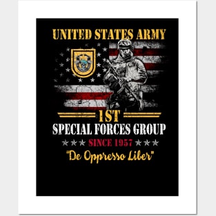 Proud US Army 1st Special Forces Group Since 1957 De Oppresso Liber SFG - Gift for Veterans Day 4th of July or Patriotic Memorial Day Posters and Art